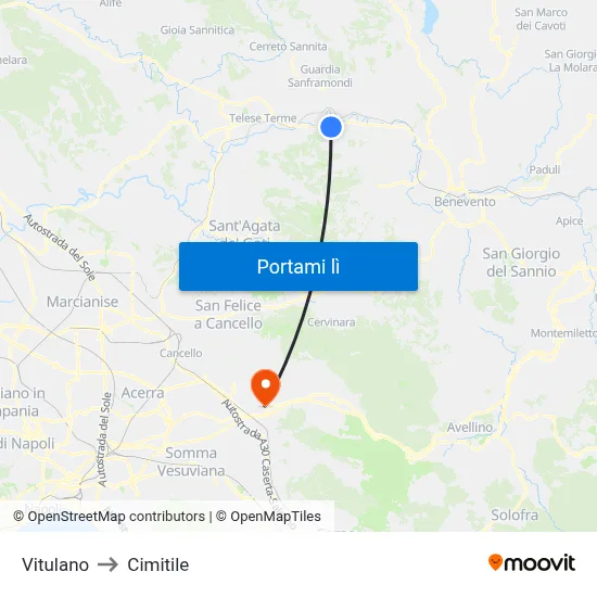 Vitulano to Cimitile map