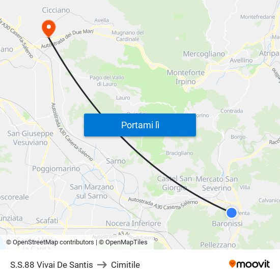 S.S.88 Vivai De Santis to Cimitile map