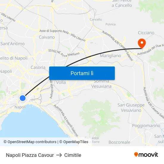 Napoli Piazza Cavour to Cimitile map