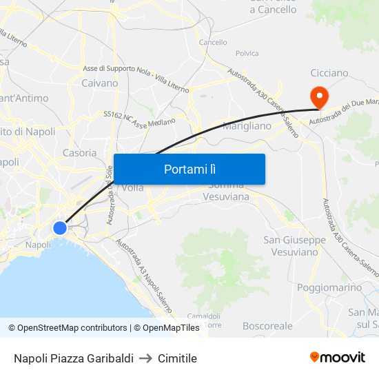 Napoli Piazza Garibaldi to Cimitile map