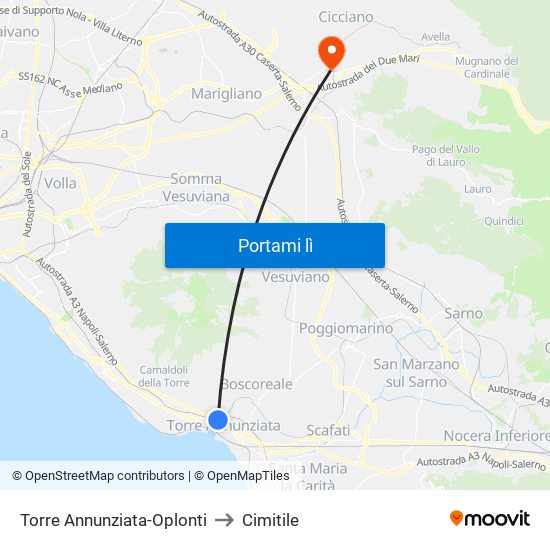 Torre Annunziata-Oplonti to Cimitile map