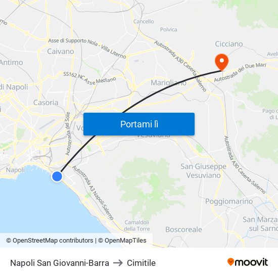 Napoli San Giovanni-Barra to Cimitile map