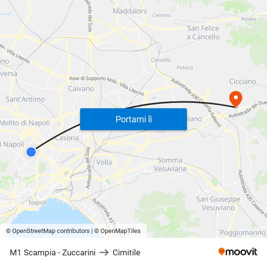 M1 Scampia - Zuccarini to Cimitile map