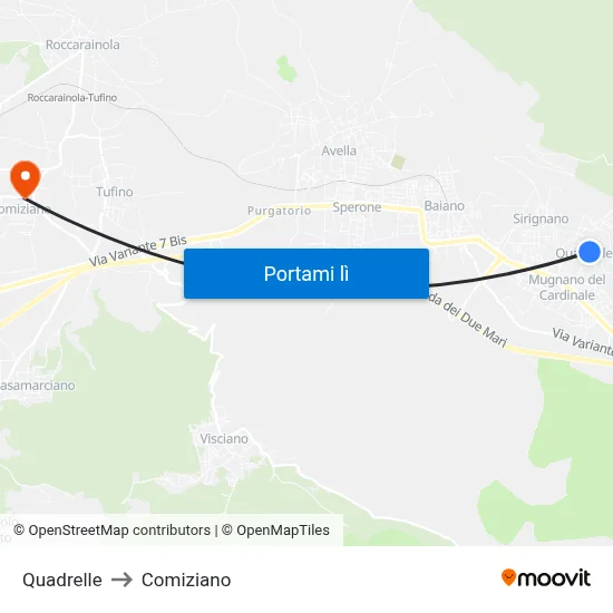 Quadrelle to Comiziano map