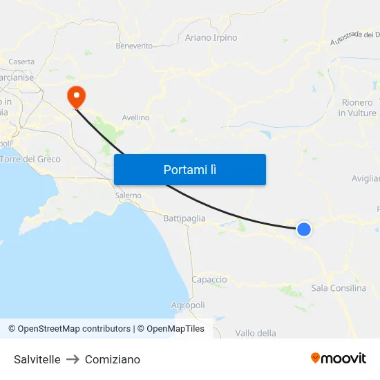 Salvitelle to Comiziano map