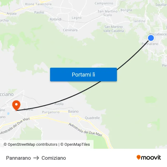 Pannarano to Comiziano map