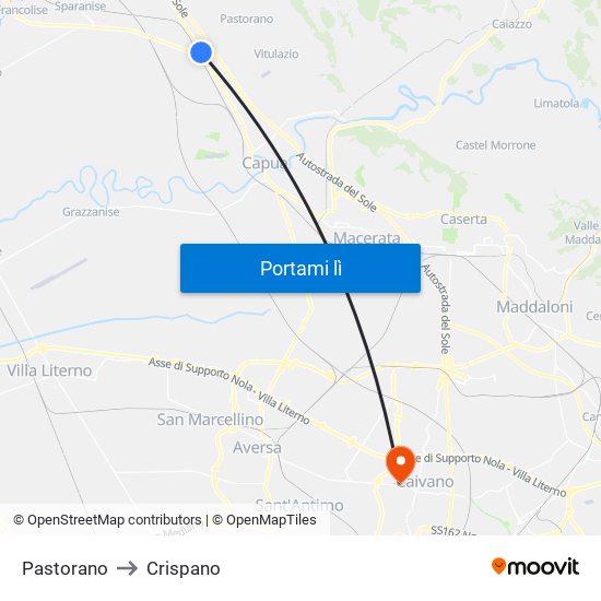 Pastorano to Crispano map