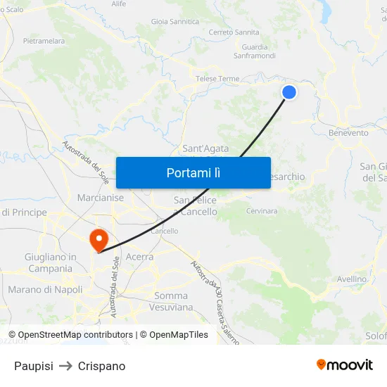 Paupisi to Crispano map