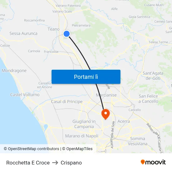 Rocchetta E Croce to Crispano map