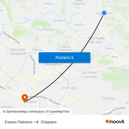 Frasso Telesino to Crispano map