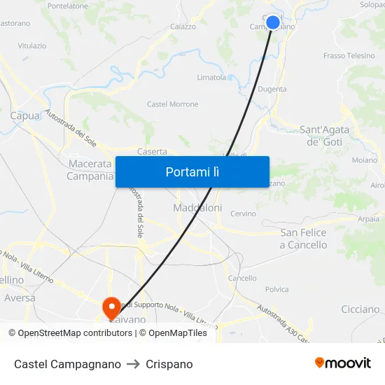 Castel Campagnano to Crispano map