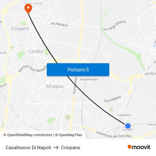 Casalnuovo Di Napoli to Crispano map