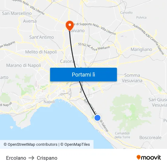 Ercolano to Crispano map