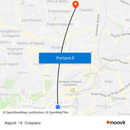 Napoli to Crispano map
