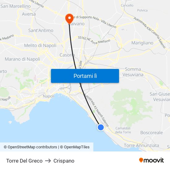 Torre Del Greco to Crispano map