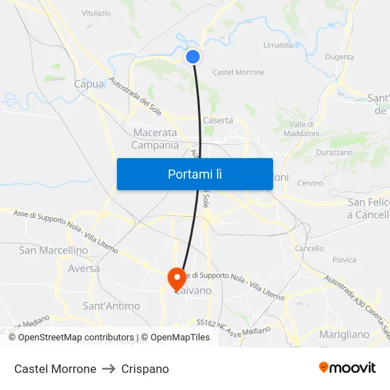 Castel Morrone to Crispano map