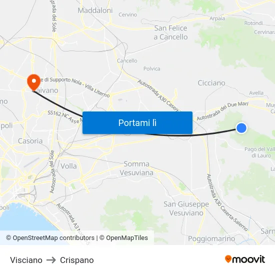 Visciano to Crispano map