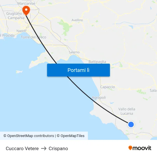 Cuccaro Vetere to Crispano map
