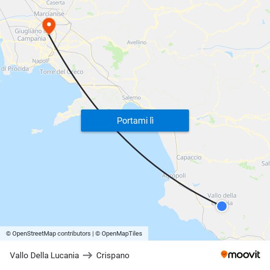 Vallo Della Lucania to Crispano map