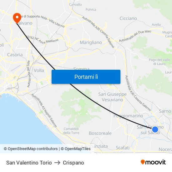 San Valentino Torio to Crispano map