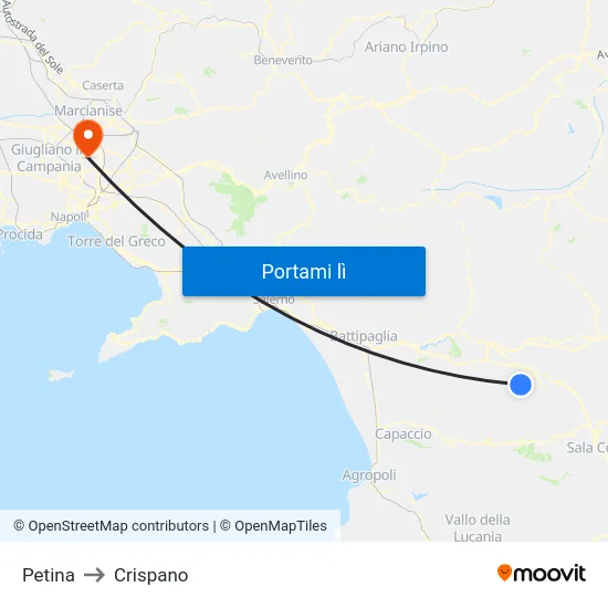 Petina to Crispano map