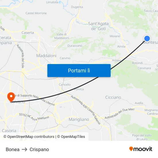 Bonea to Crispano map