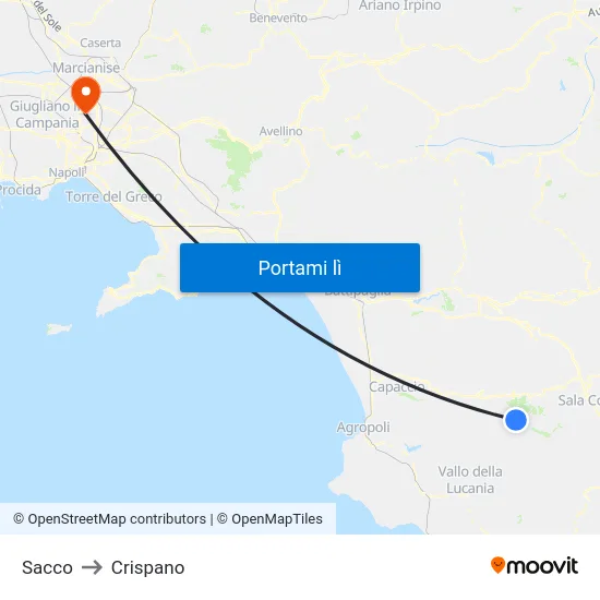 Sacco to Crispano map