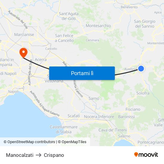 Manocalzati to Crispano map