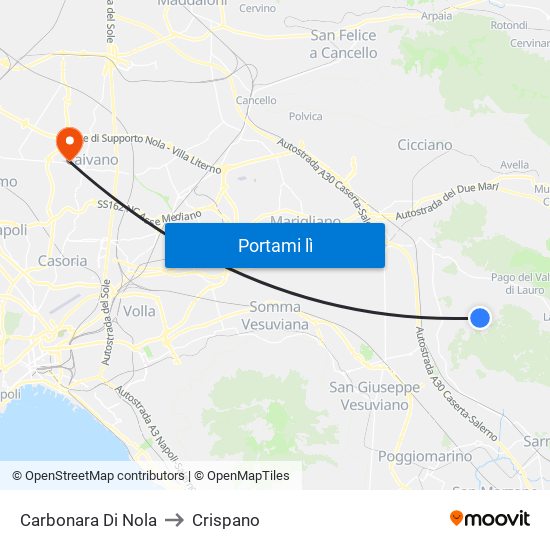 Carbonara Di Nola to Crispano map