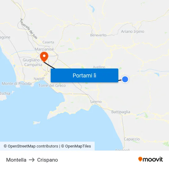 Montella to Crispano map
