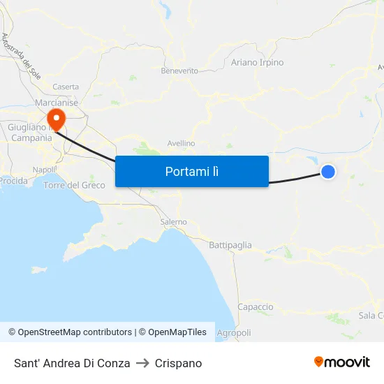 Sant' Andrea Di Conza to Crispano map