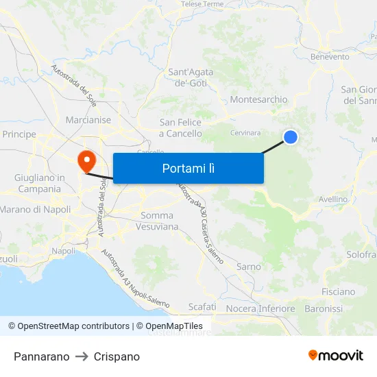 Pannarano to Crispano map