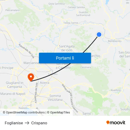 Foglianise to Crispano map