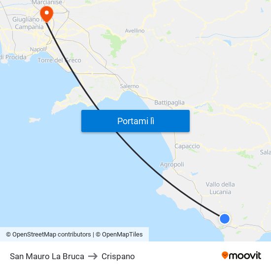 San Mauro La Bruca to Crispano map