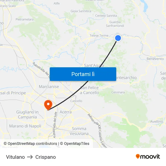 Vitulano to Crispano map