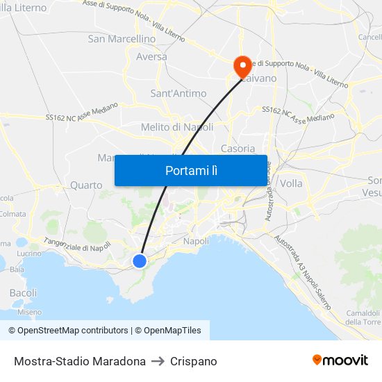 Mostra-Stadio Maradona to Crispano map