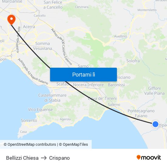Bellizzi Chiesa to Crispano map