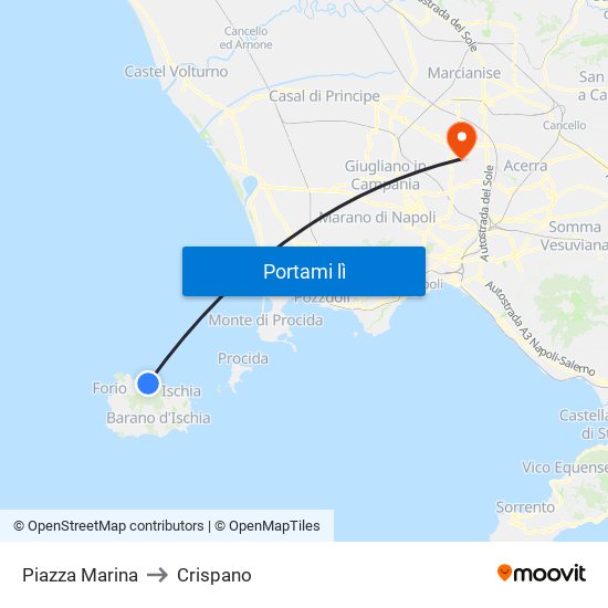 Piazza Marina to Crispano map