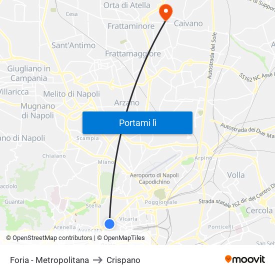 Foria - Metropolitana to Crispano map