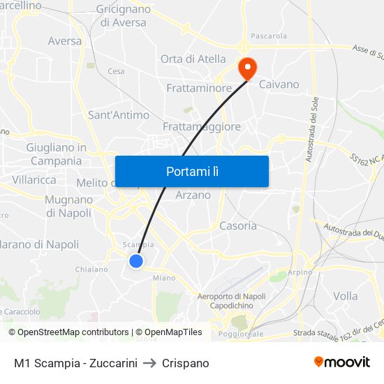 M1 Scampia - Zuccarini to Crispano map