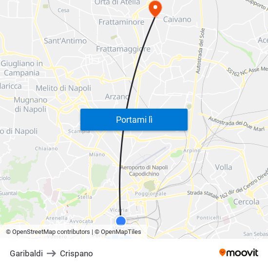 Garibaldi to Crispano map