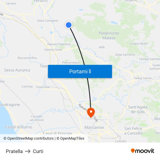 Pratella to Curti map