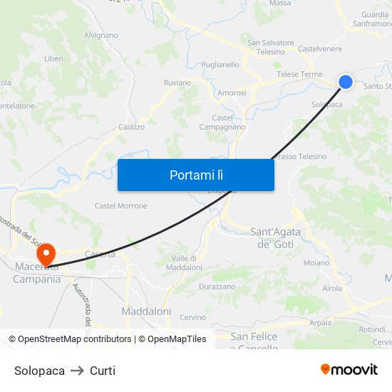 Solopaca to Curti map