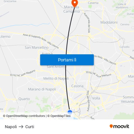Napoli to Curti map