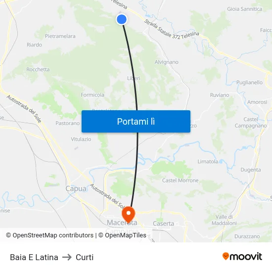Baia E Latina to Curti map
