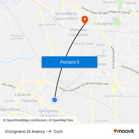 Gricignano Di Aversa to Curti map