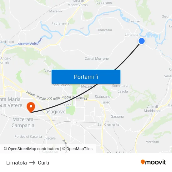 Limatola to Curti map