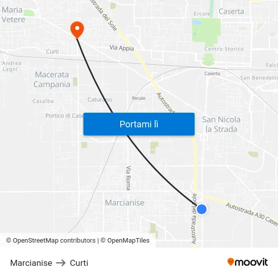 Marcianise to Curti map