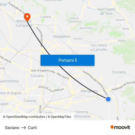 Saviano to Curti map