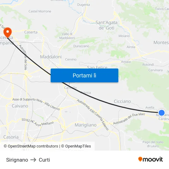 Sirignano to Curti map